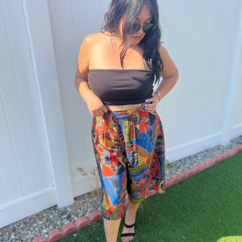 Colorful vintage  Geometric Patterned culotte Shorts